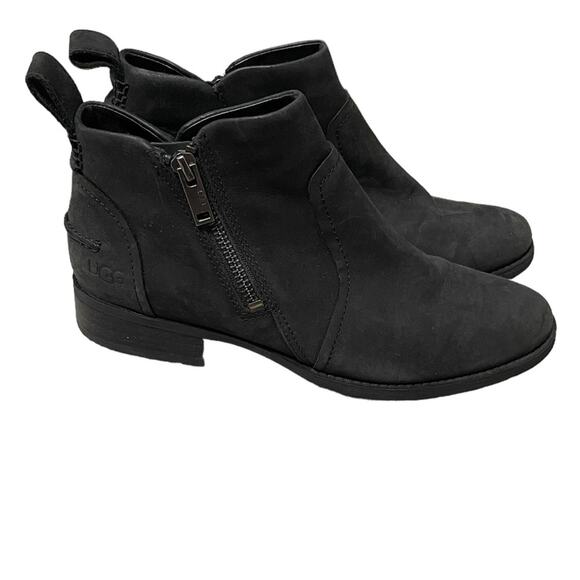 UGG Aureo II Suede Leather Ankle Boot Waterproof Zip Side Black Size 7 - Picture 3 of 6
